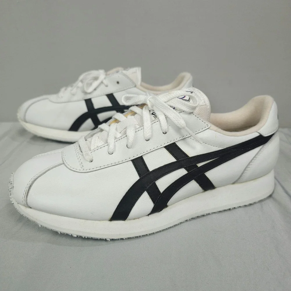 Vtg Asics Cheer Shoes Women 9.5 White Black Leather NCA Cheerleading
